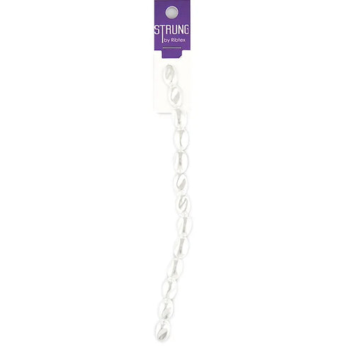 12mm Oblong Dimpled Pearl Strung Beads